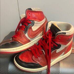 Red and Black High-Top Sneakers